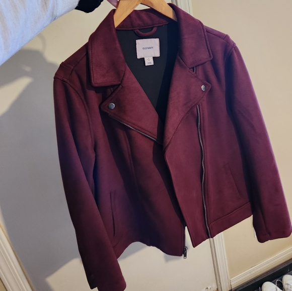 Old Navy Sueded-Knit Moto Jacket Reddy Or Not - Picture 2 of 3